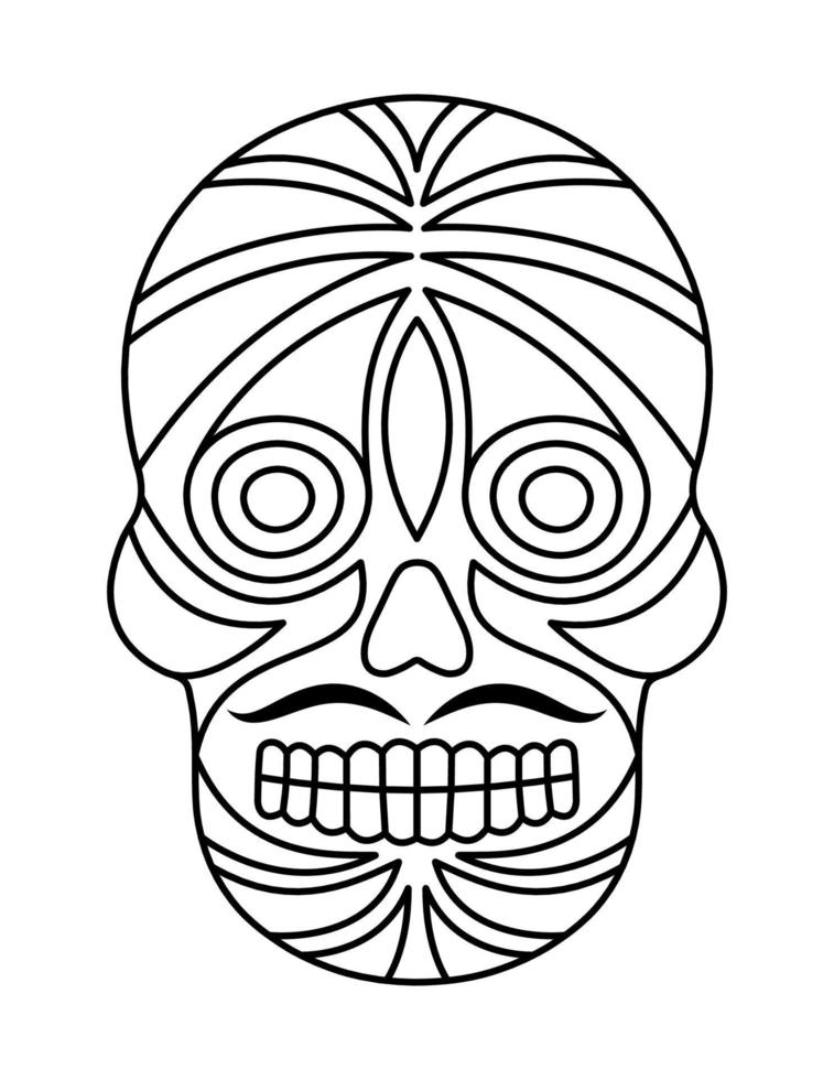 Simple skull coloring pages for adults vector