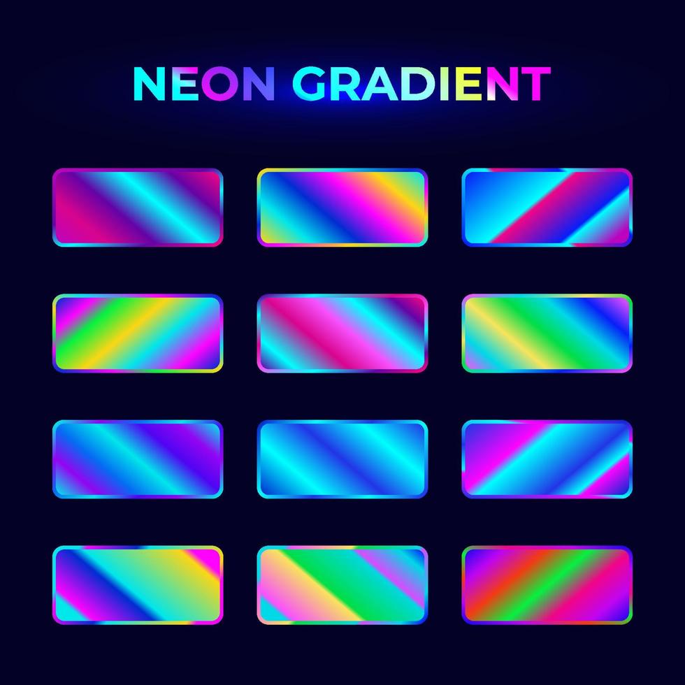 Neon gradient swatches set, vibrant gradients collection vector