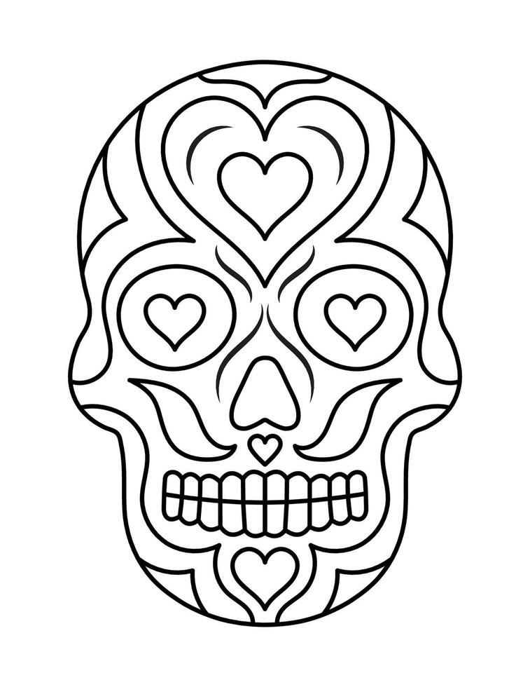 Skull coloring pages for kids vector