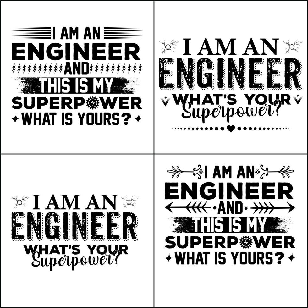 diseño de camiseta de ingeniero o camiseta de tipografía de ingeniero vector