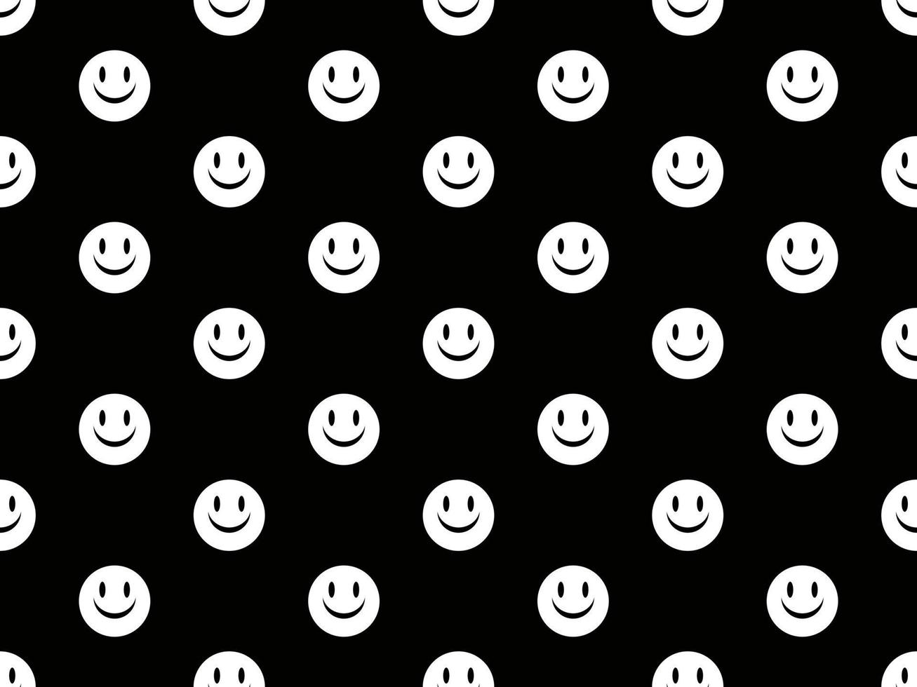 Emoji cartoon character seamless pattern on black background vector