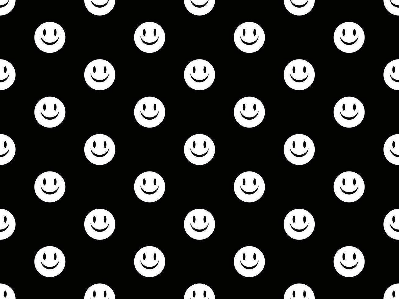 Emoji cartoon character seamless pattern on black background vector