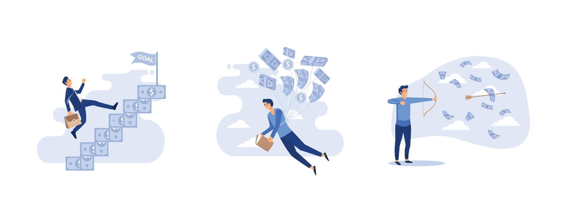 concept of career growth,  increase motivation, career growth to success, set flat vector modern illustration