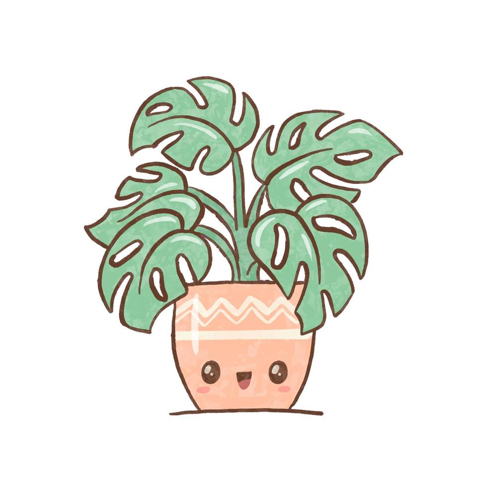 cute house plant illustration vector