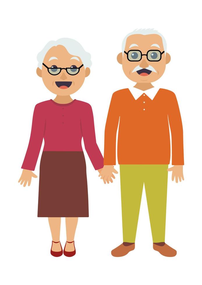 Happy grandparents family cartoon characters vector