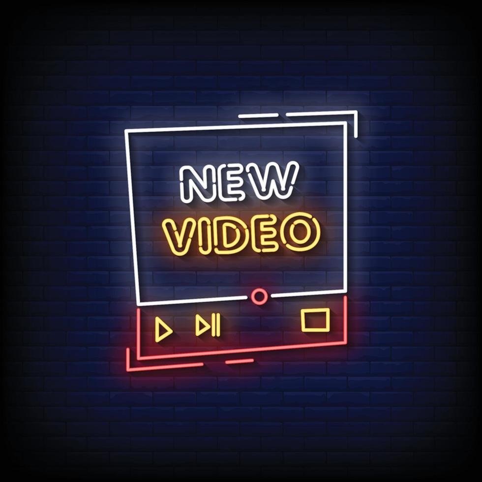 Neon Sign new video with Brick Wall Background vector