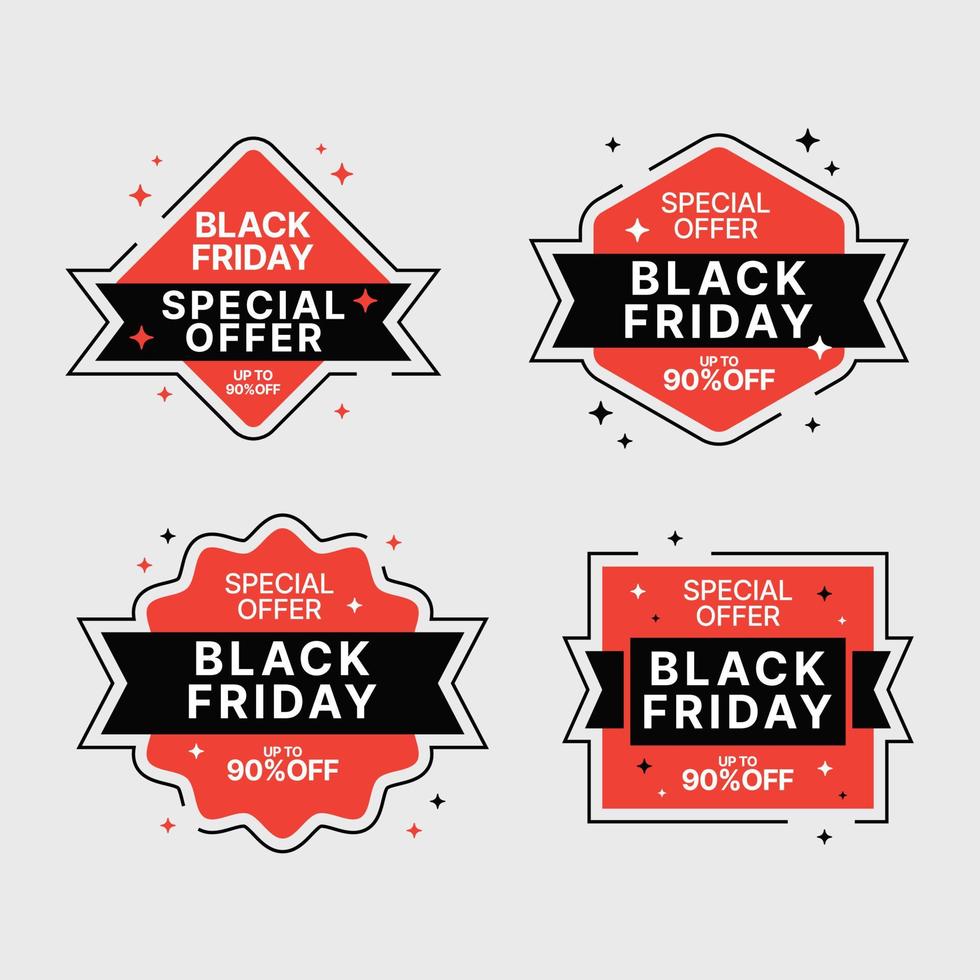 Black friday badge sale ribbons. Promotion label, sticker design template. vector