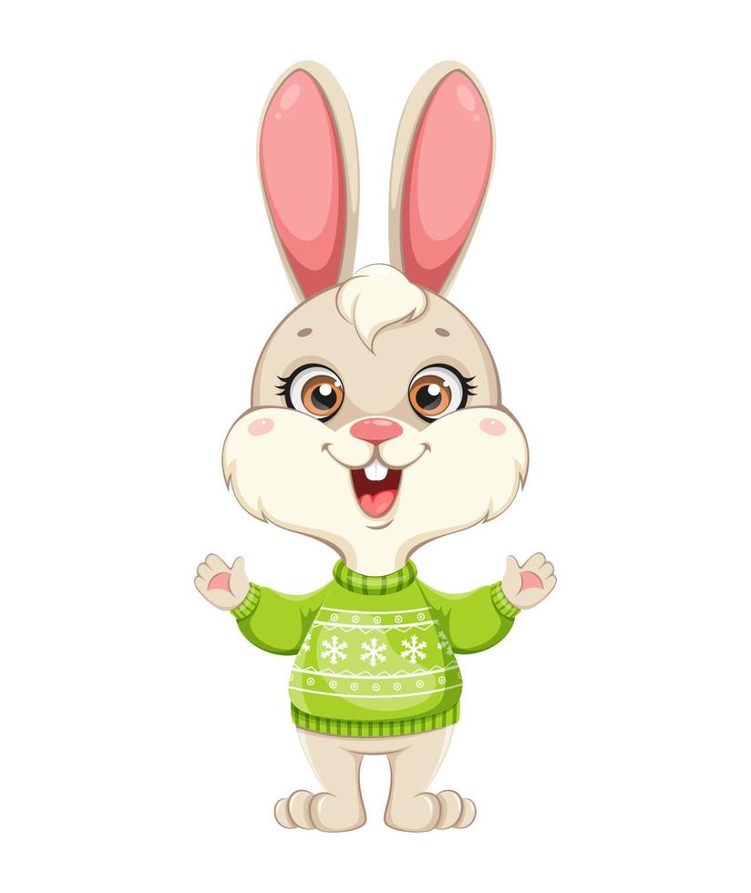 lindo personaje de dibujos animados de conejo. conejito gracioso vector