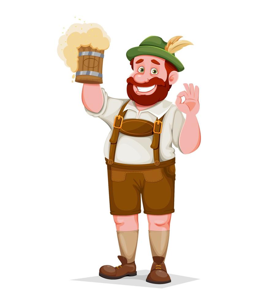 hombre con ropa bávara. festival de la cerveza oktoberfest vector