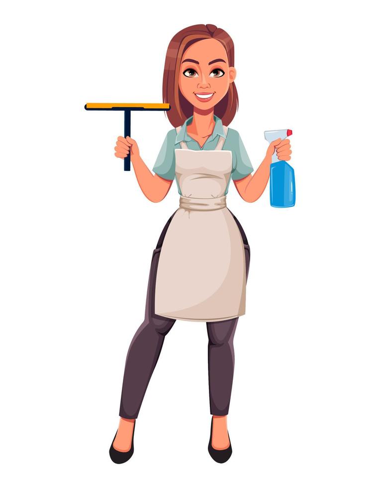 Housewife concept, young pretty stylish woman vector