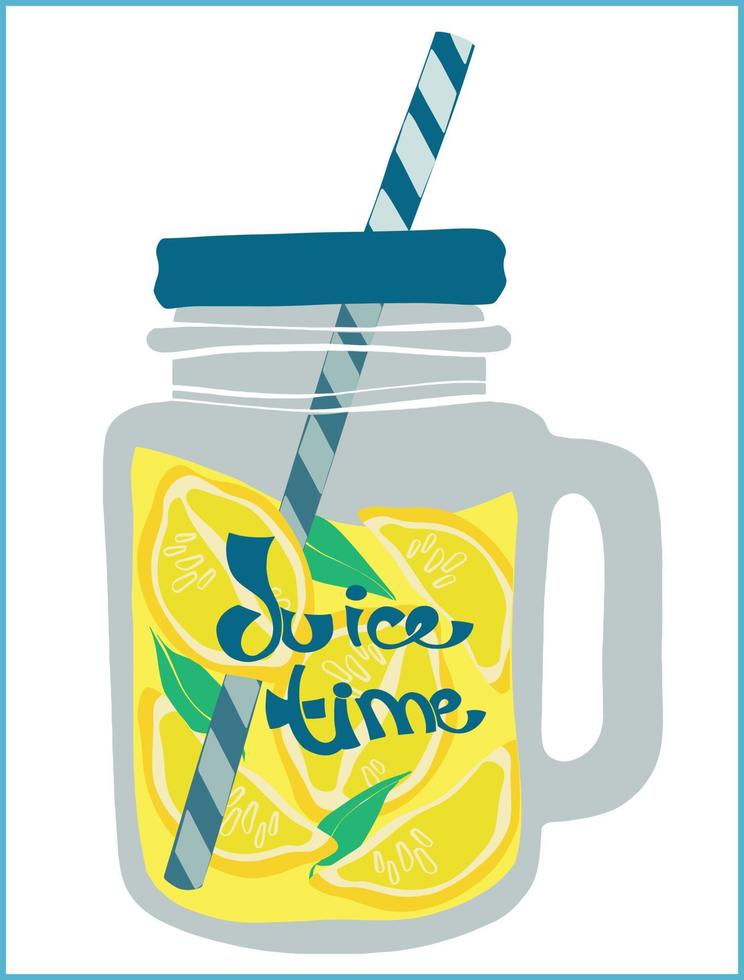 limonada en un frasco con pajita y una inscripción divertida. limonada sobre un fondo transparente. ilustración vectorial gráfica. alimentos orgánicos naturales. vector