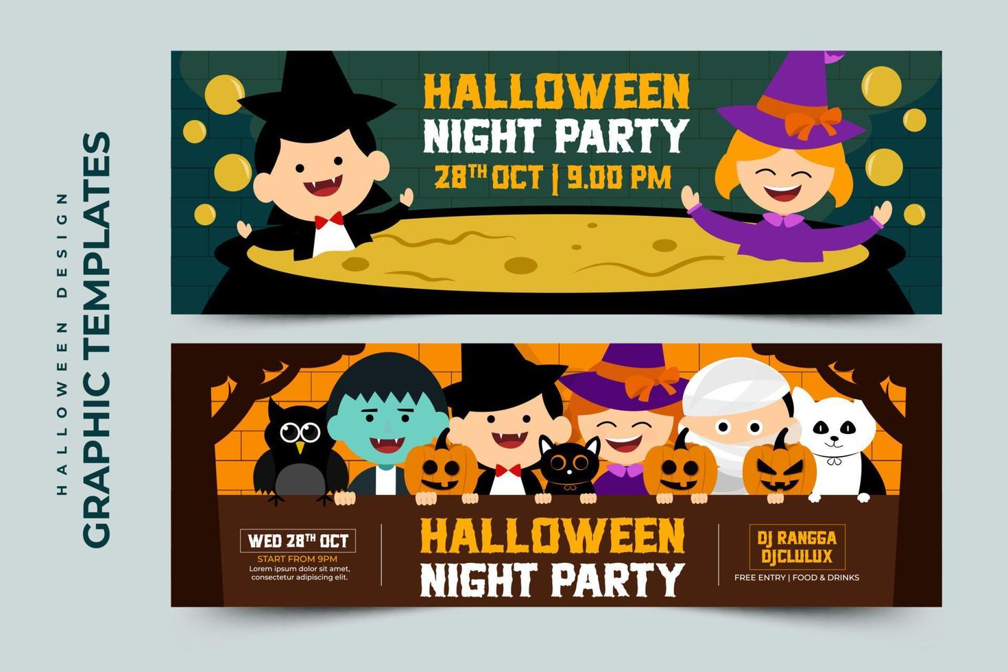 plantilla simple y elegante de diseño gráfico de halloween que es fácil de personalizar vector