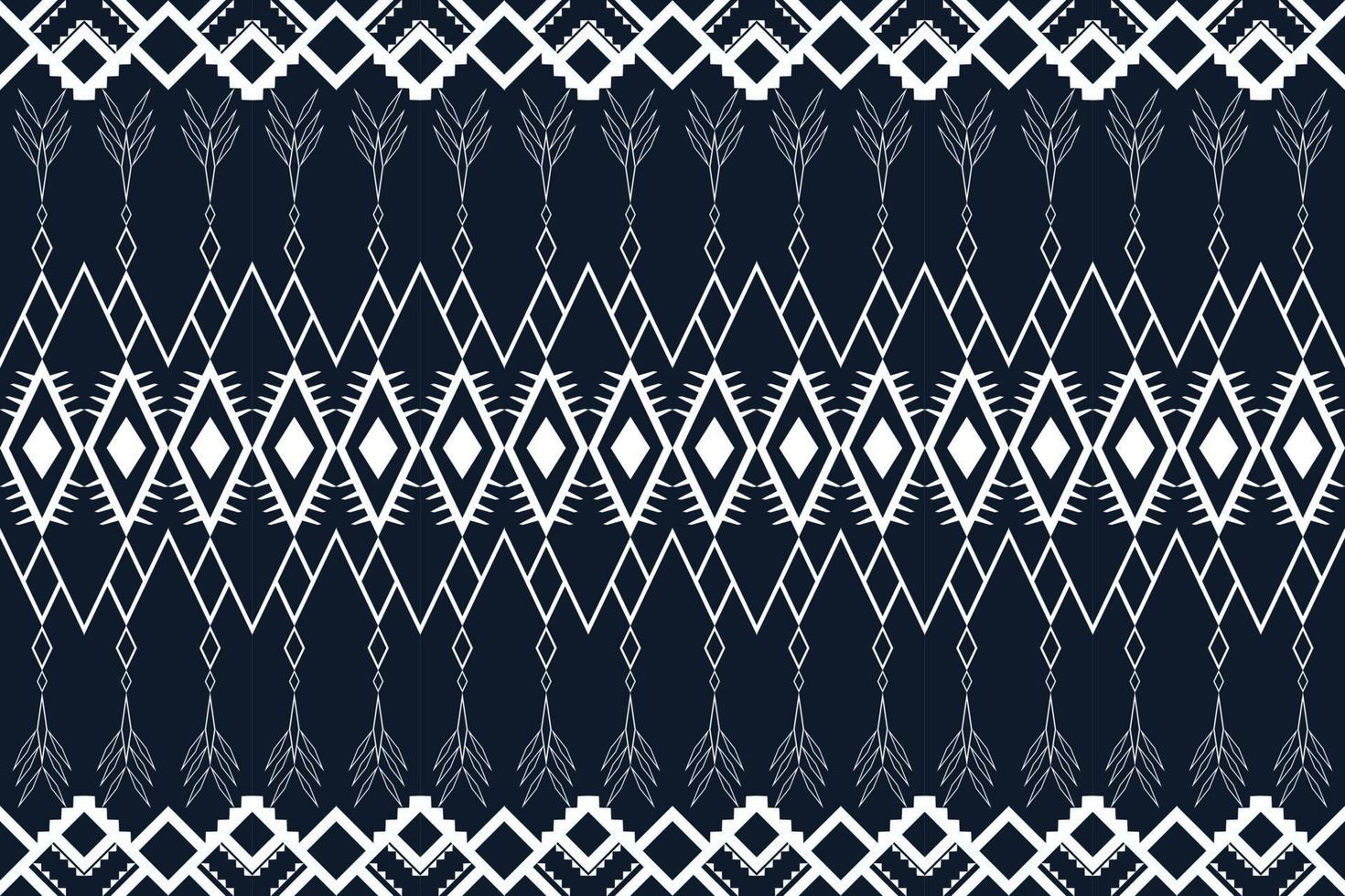 diseño de patrones sin fisuras étnicos geométricos blanco y azul oscuro para papel tapiz, fondo, tela, cortina, alfombra, ropa e ilustración vectorial de envoltura. vector