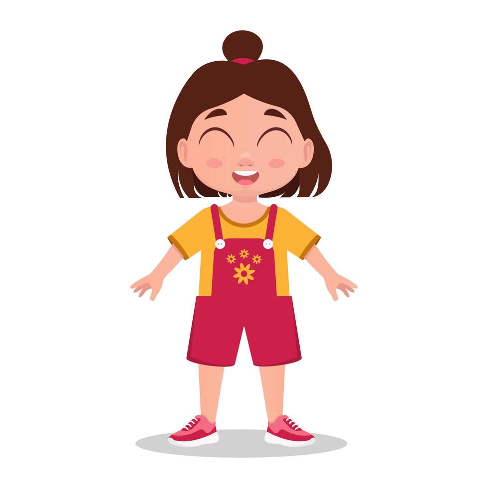 Cute smiling girl, schoolgirl, child vector