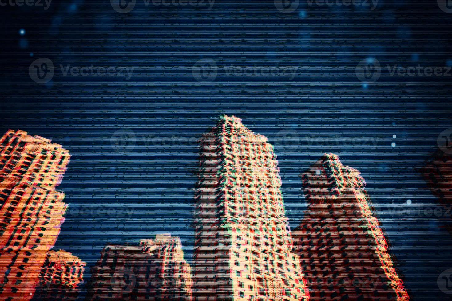 diseño de patrón 3d con falla de ciudad. error de ruido de píxeles digitales. textura de ruido de falla de pantalla abstracta. foto
