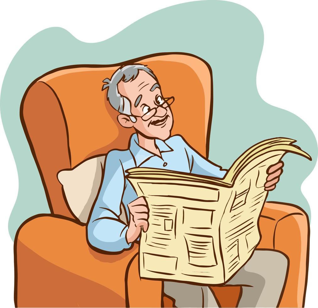 hombre leyendo periódico ilustración vectorial vector