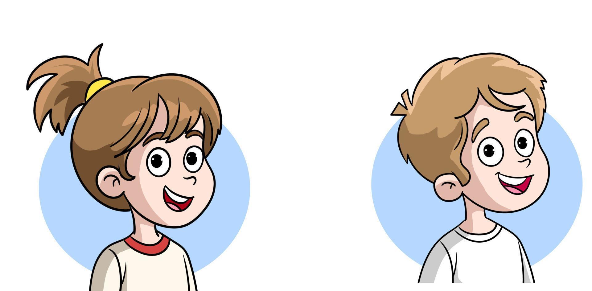 ilustración vectorial del retrato de niño y niña vector