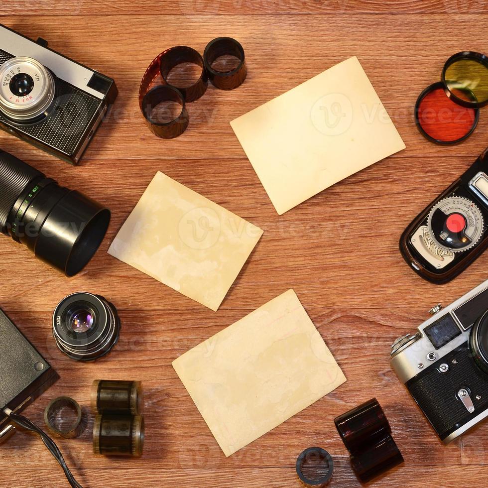 Still-life with old photography equipment photo