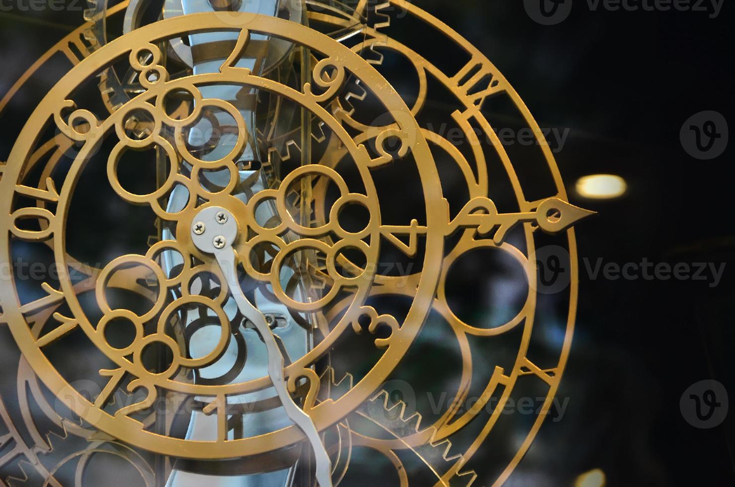 Abstract image with mechanical clocks of unusual and strange design. Metal composition, like a clockwork photo