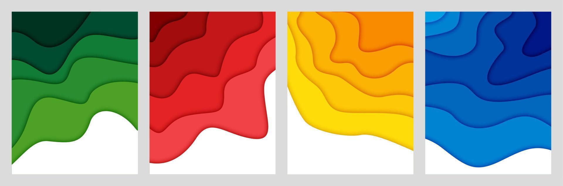 Set of 3D abstract background and paper cut shapes, vector illustration