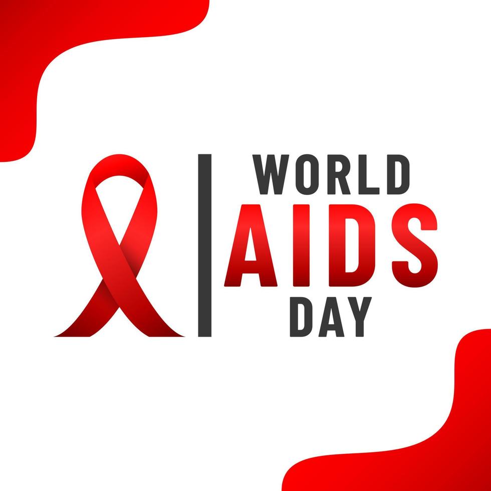 World AIDS day poster. Aids Awareness Red Ribbon. Vector illustration.