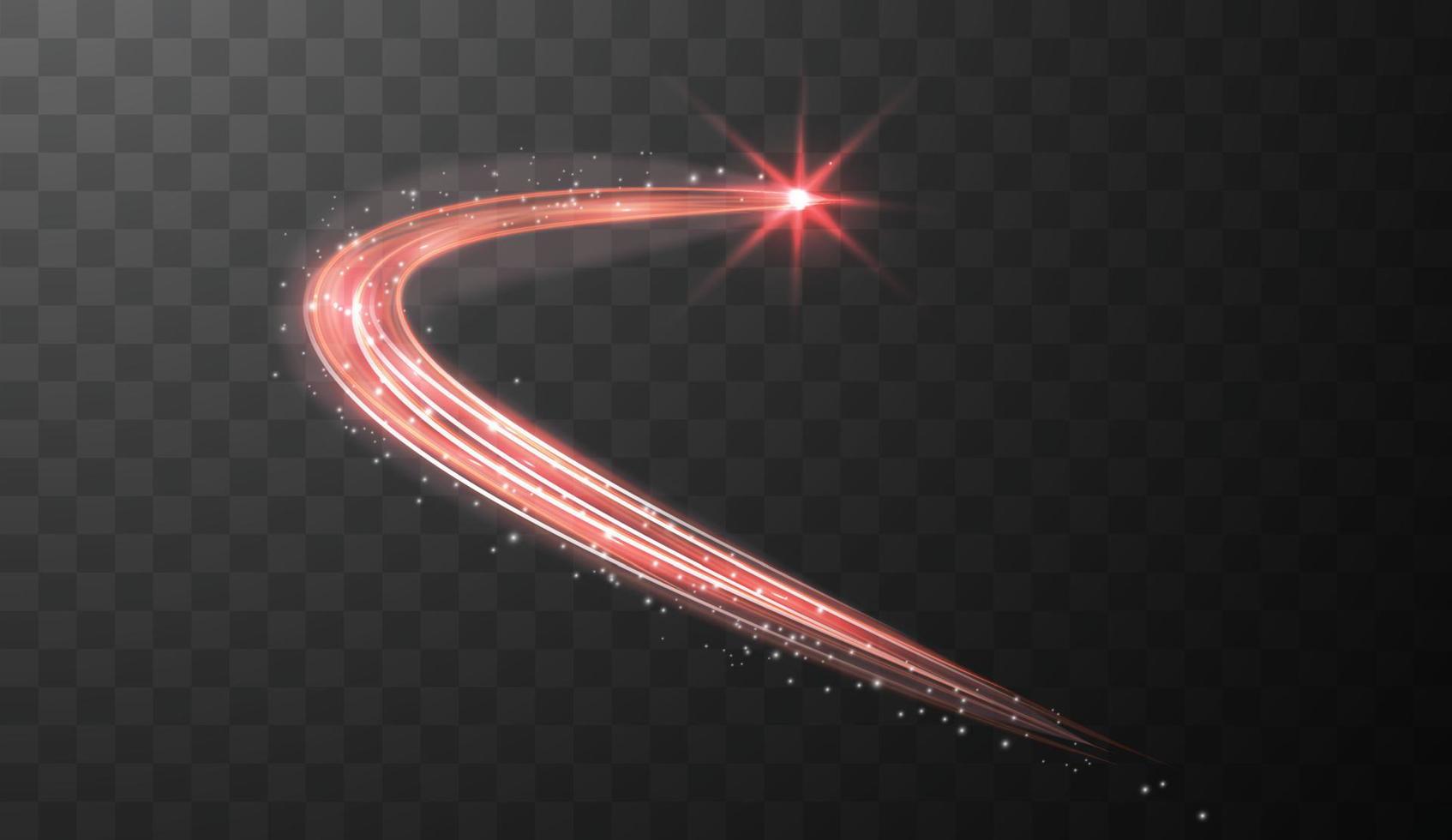 Red glowing shiny spiral lines abstract light speed and shiny wavy trail vector