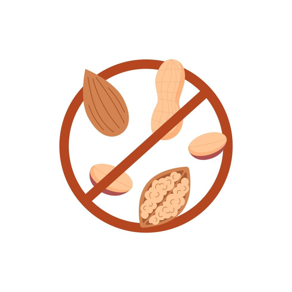 Nuts in red crossed circle icon vector