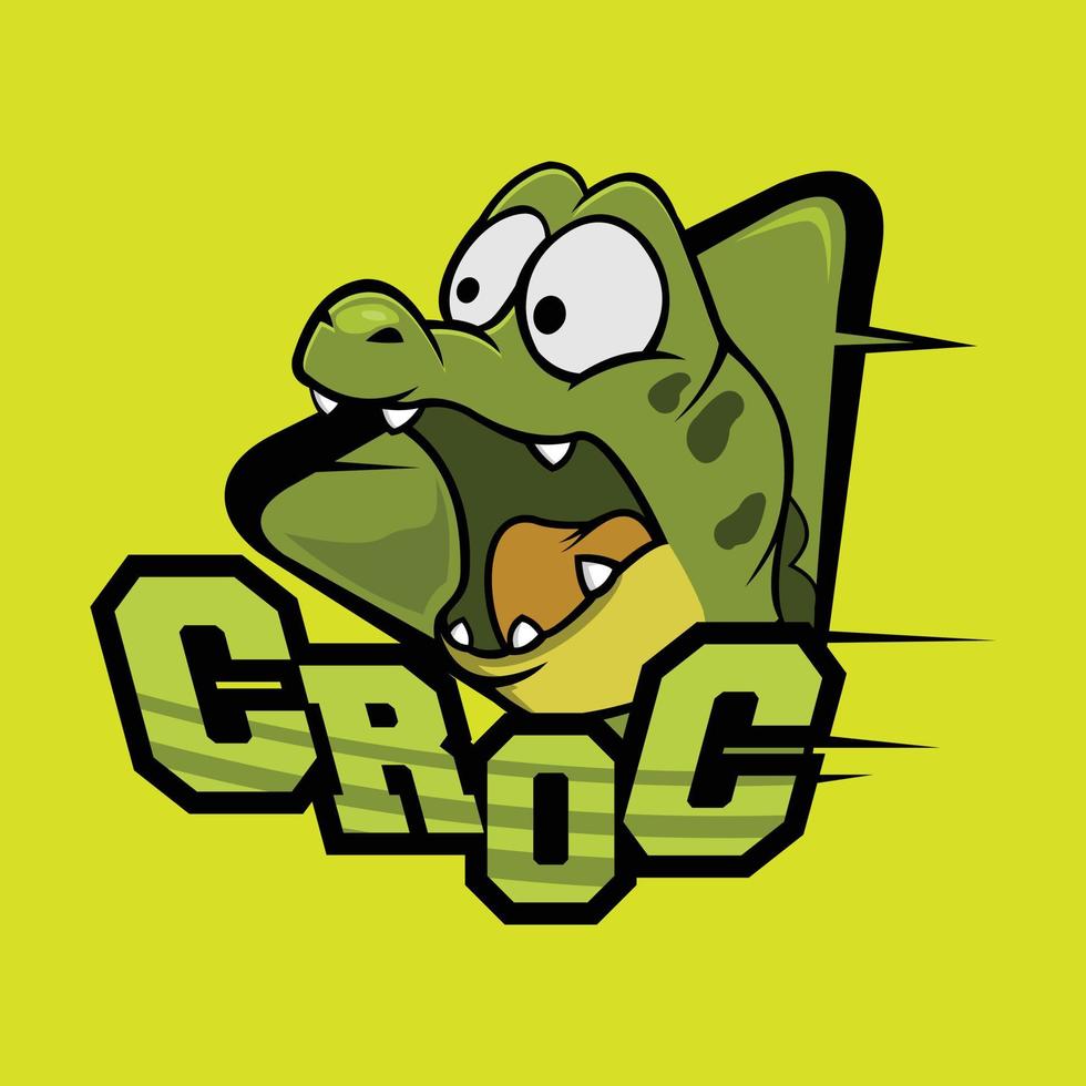 vector de diseño de logotipo de mascota deportiva croc verde