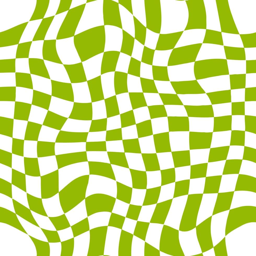 Green Retro Checkered Wave Warp Art vector