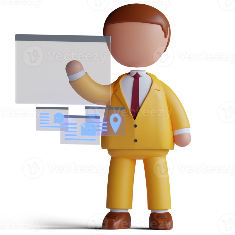 3d character of business man metaverse png