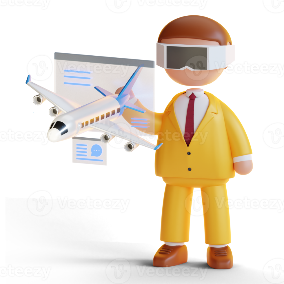 3d character of business man metaverse png
