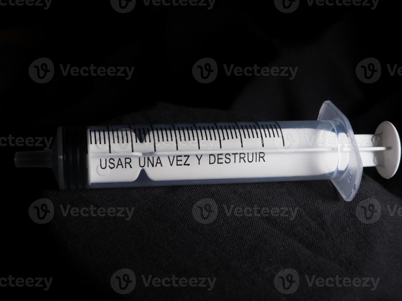 Perspective of a disposable syringe photo