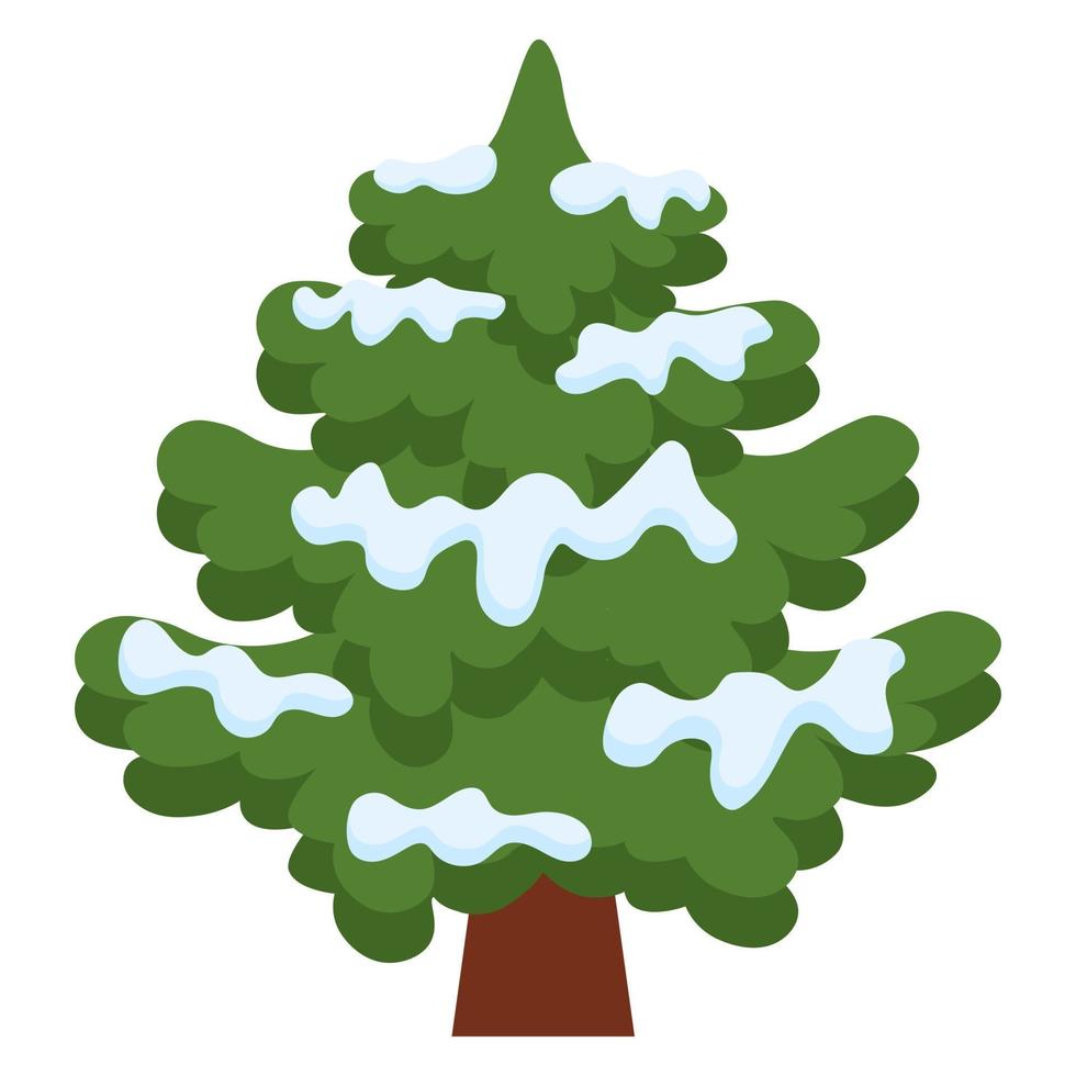 Snow covered tree. Vector illustration.