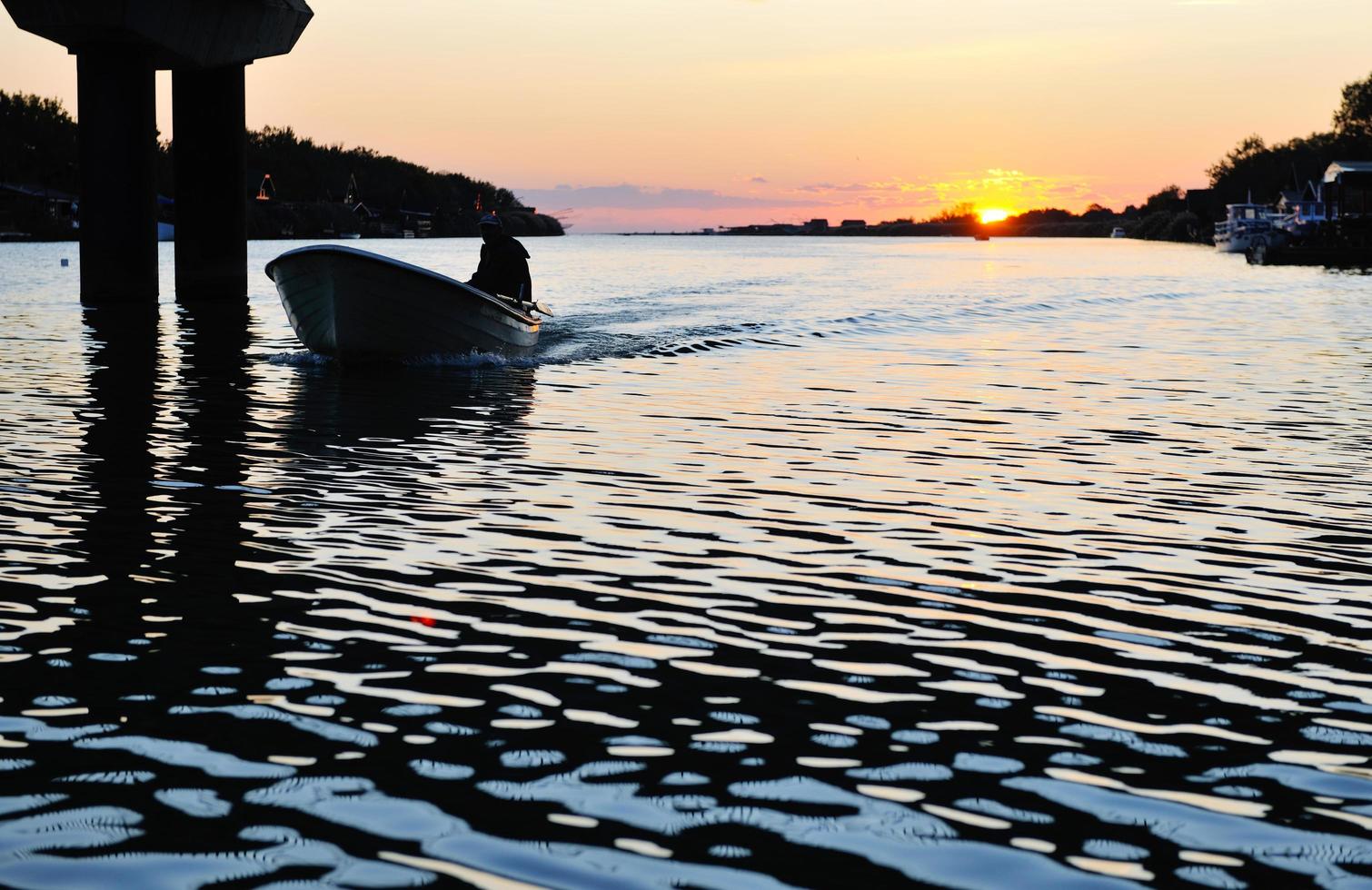 sunset on river photo