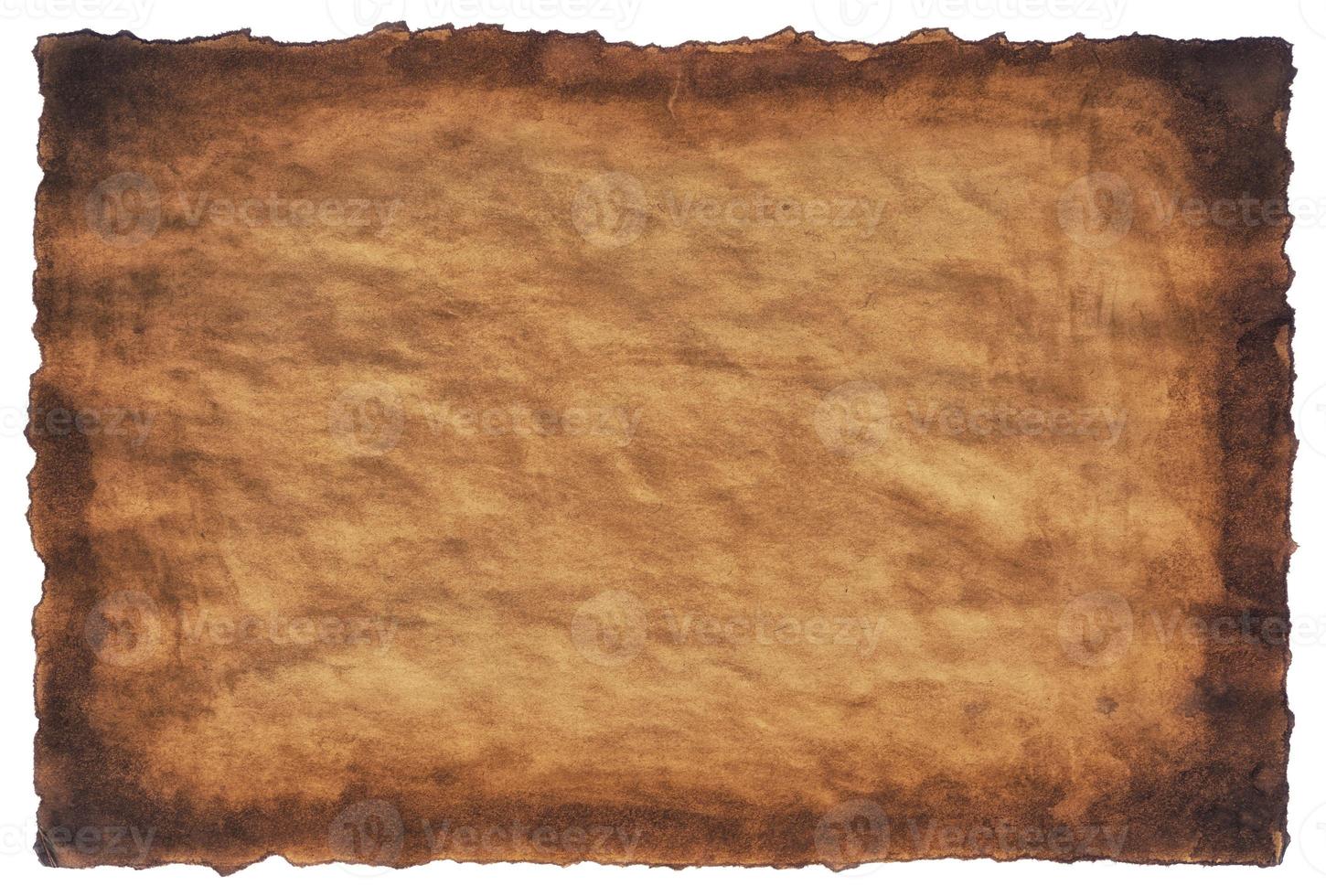 old parchment paper sheet vintage aged or texture isolated on white background photo