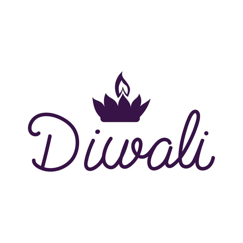 diwali lettering with lantern vector