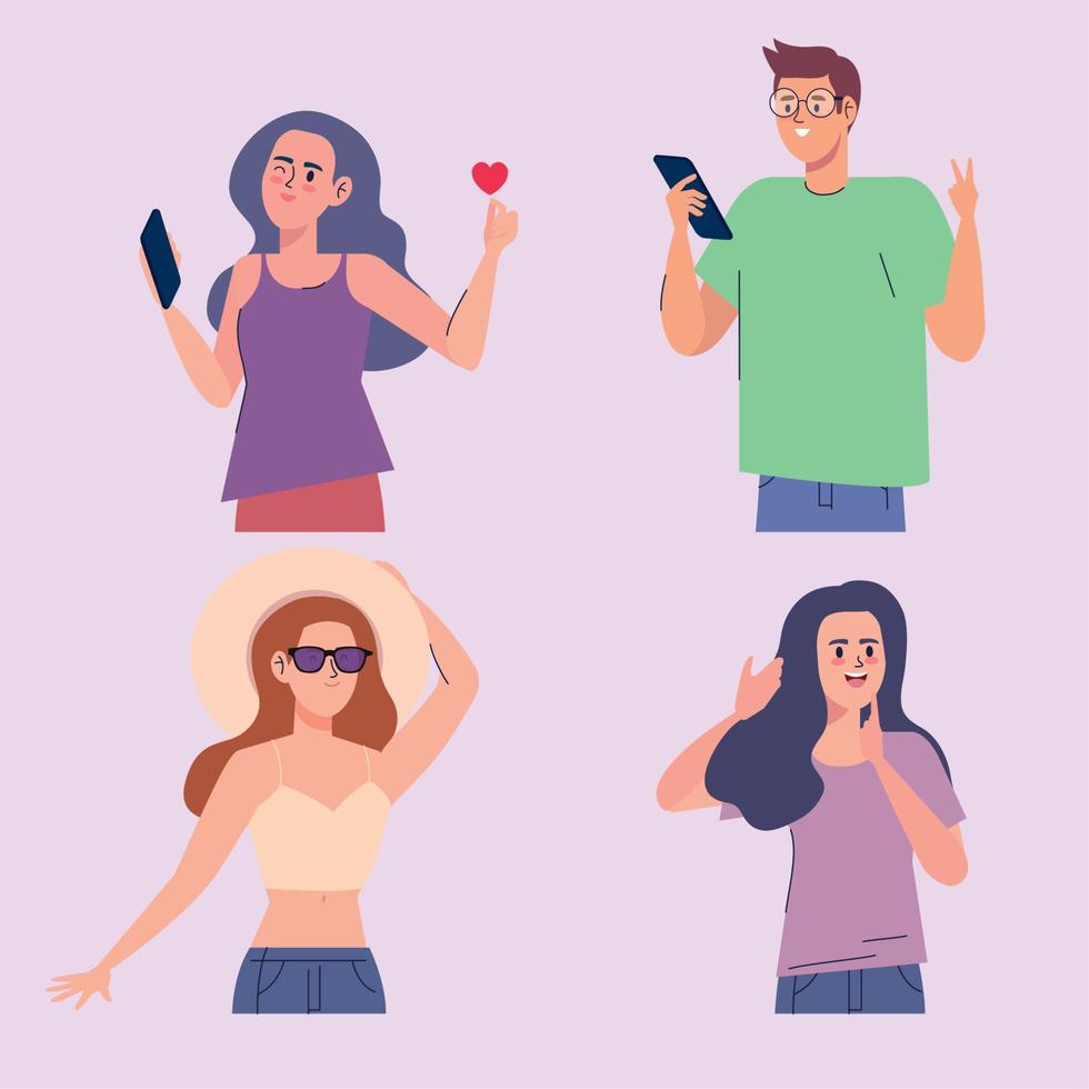 influencers four characters vector