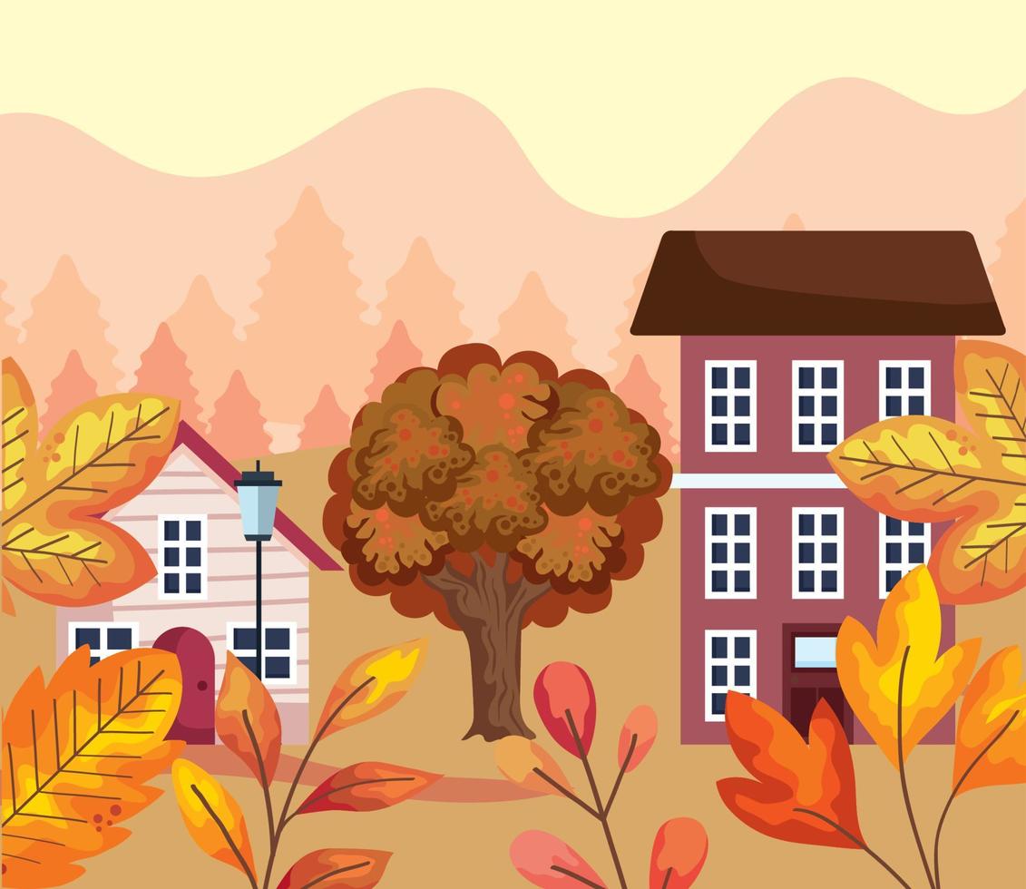 paisaje de la temporada de otoño vector