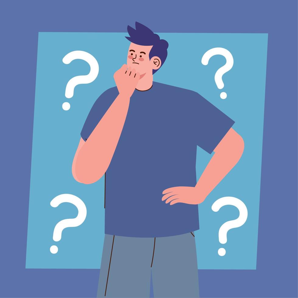 young man with difficult choice vector