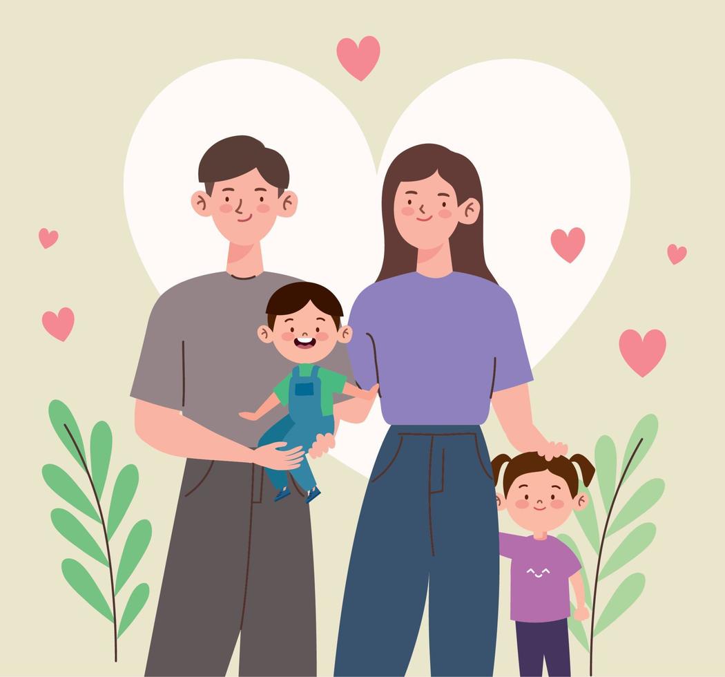 korean parents and kids vector