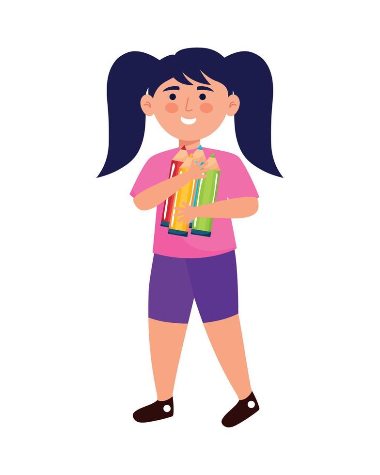 pequeño estudiante con colores vector