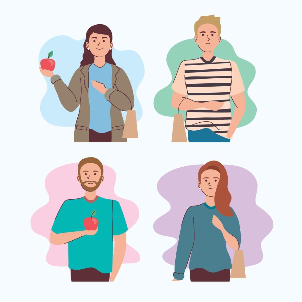 four persons vegans vector