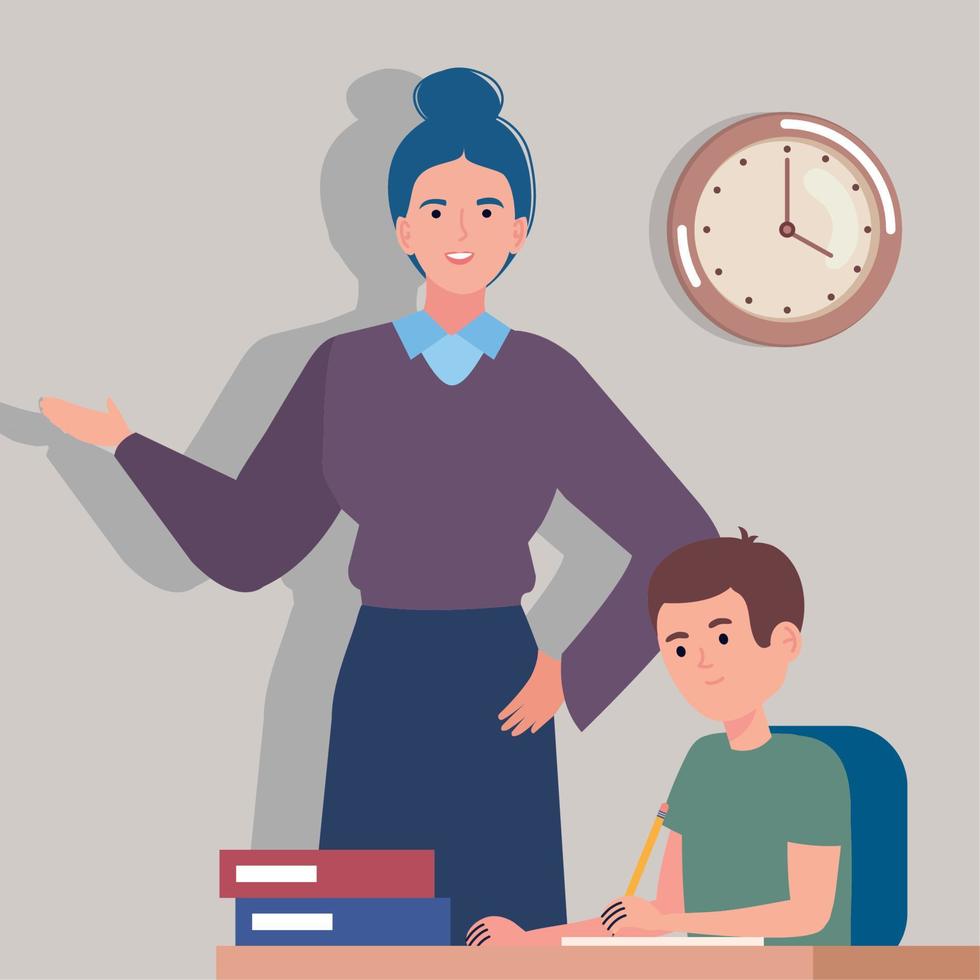 teacher with student boy vector