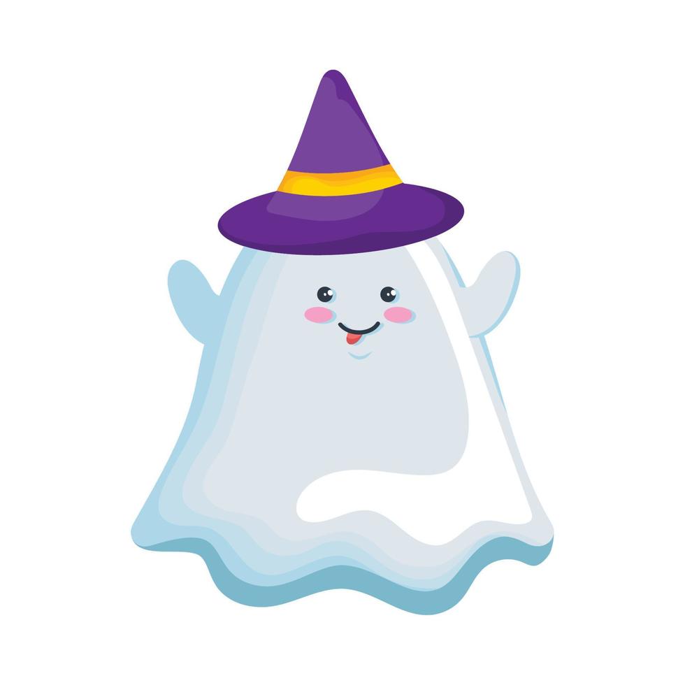 linda bruja fantasma halloween vector