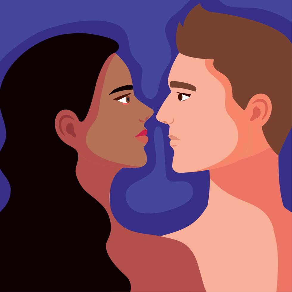 diverse couple shirtless vector