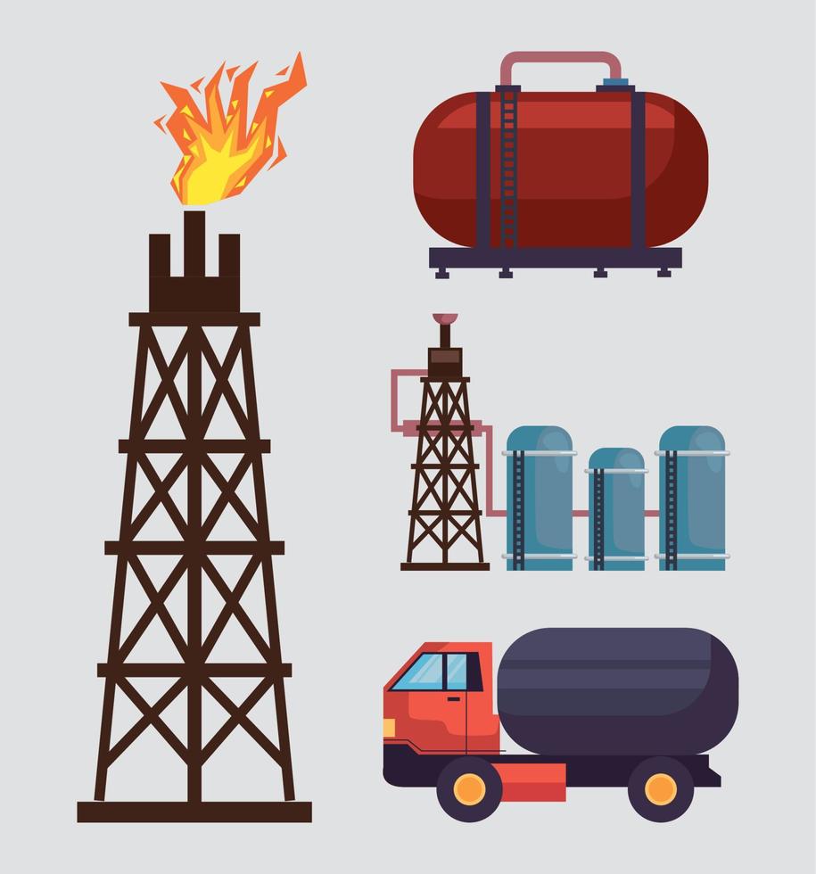 fracking four icons vector
