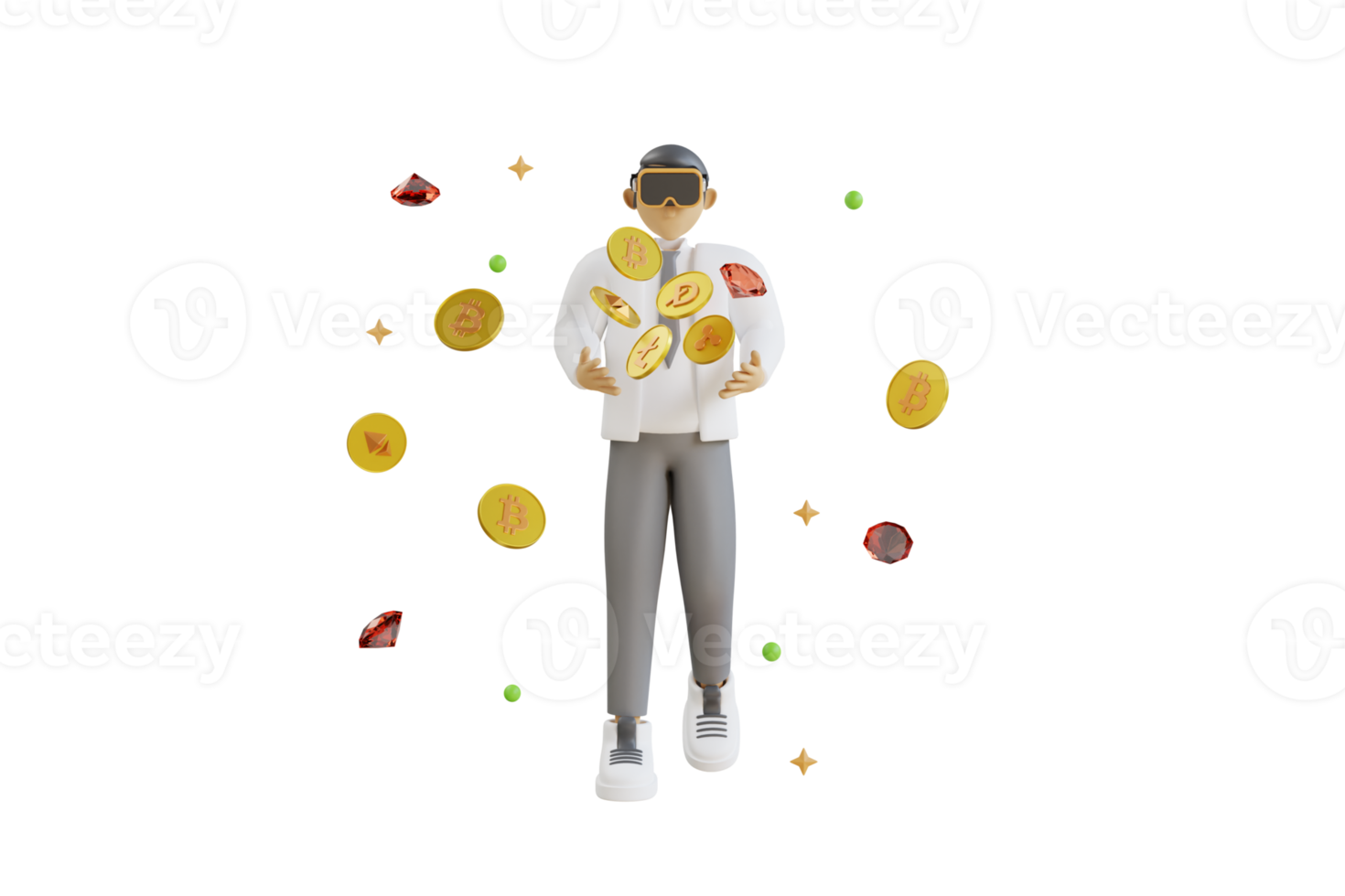 3D Rendering of hand holding cryptocurrency coin. Top 5 ranked cryptocurrencies by market capitalization . Bitcoin, Ethereum, dogecoin , Ripple Coin and Lite coin coin png