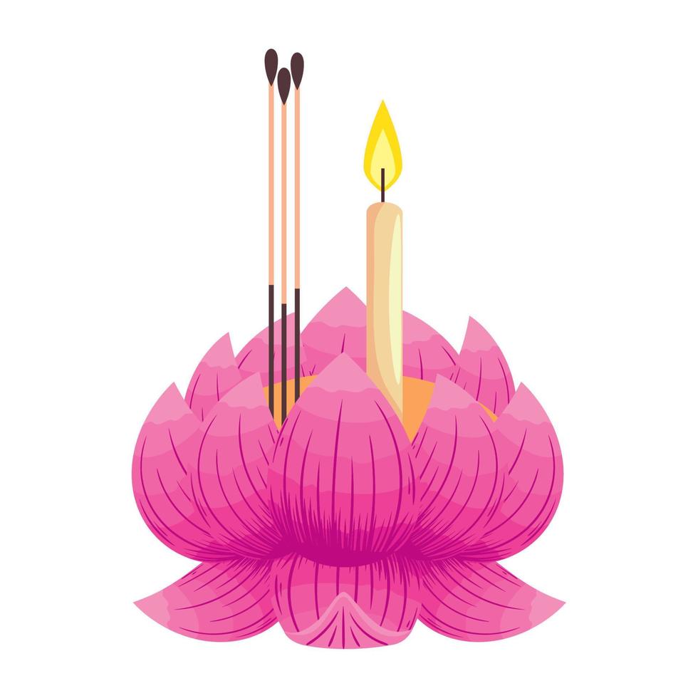 vela loy krathong en flor de loto vector