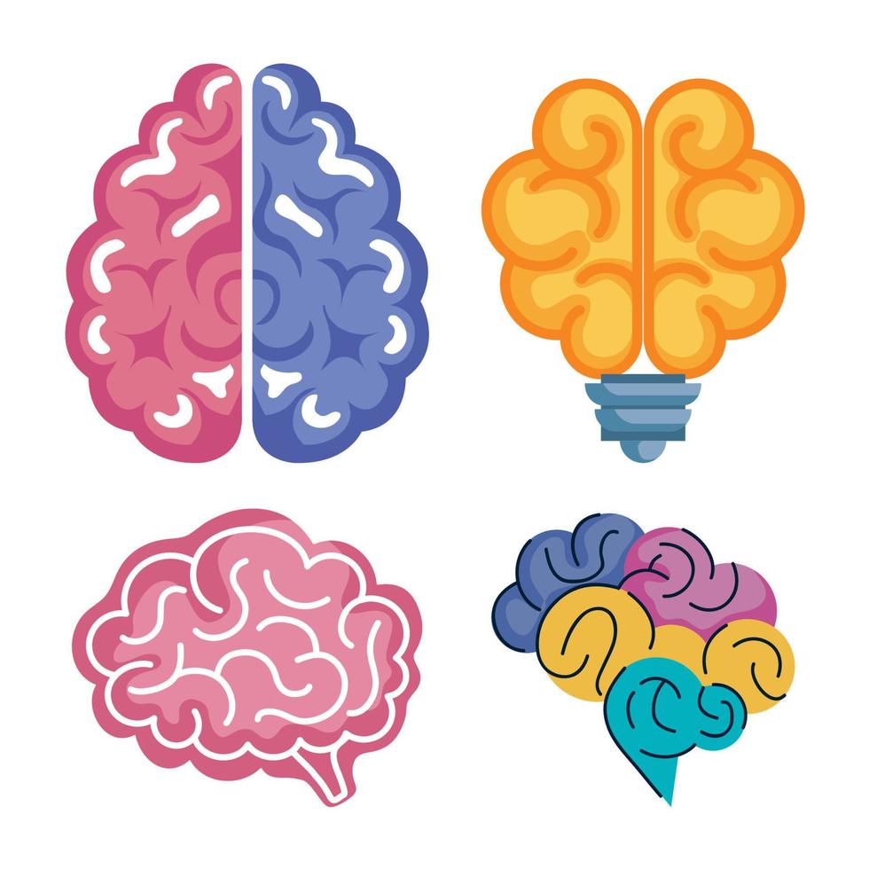 cuatro cerebros creativos vector