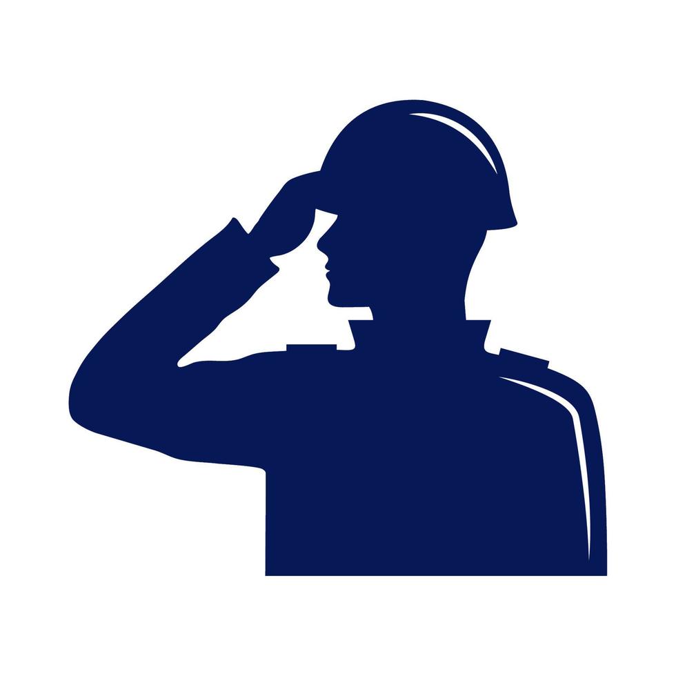 soldier saludating with helmet vector